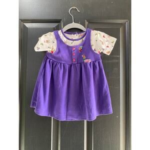 Rudolph Purple White Short Sleeves Button Front Dress Size 2T